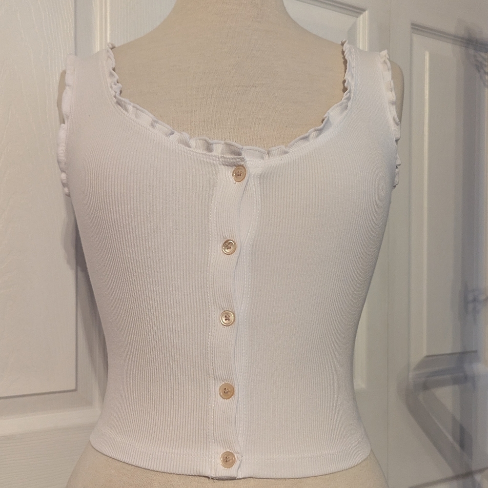 Wilfred Ivory Buttoned Ribbed Tank Top
